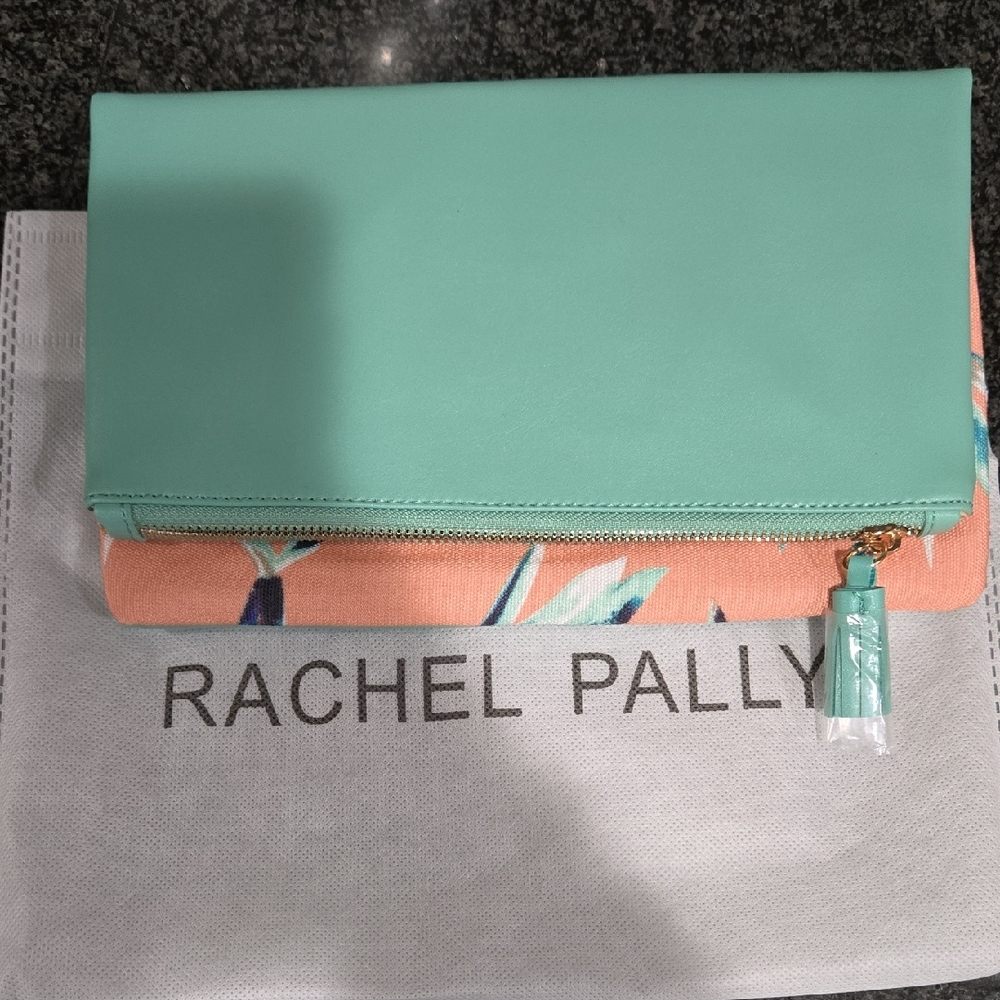 Rachel Pally Teal and Coral Clutch